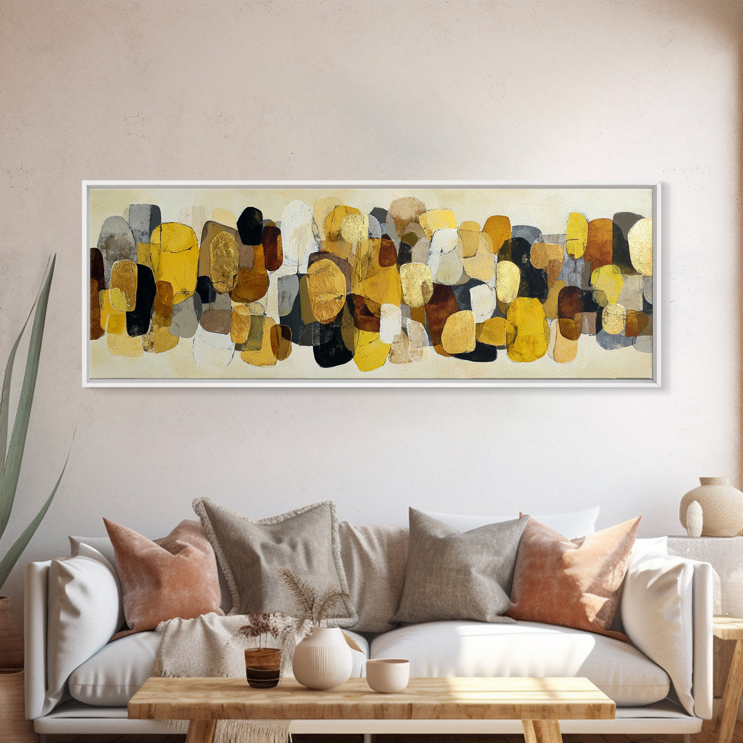 Gold Accented Abstract Brushwork Canvas Print, Living Room Art, Printable, Living Room Decor, Fine Art, Living, Printable Art, LIR-3x1-78