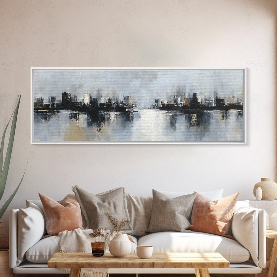 Classic Mountain Panorama for Cozy Interiors Canvas Print, Living Room Art, Boho Wall Art, Living Room Decor, Fine Art, Living, LIR-3x1-8
