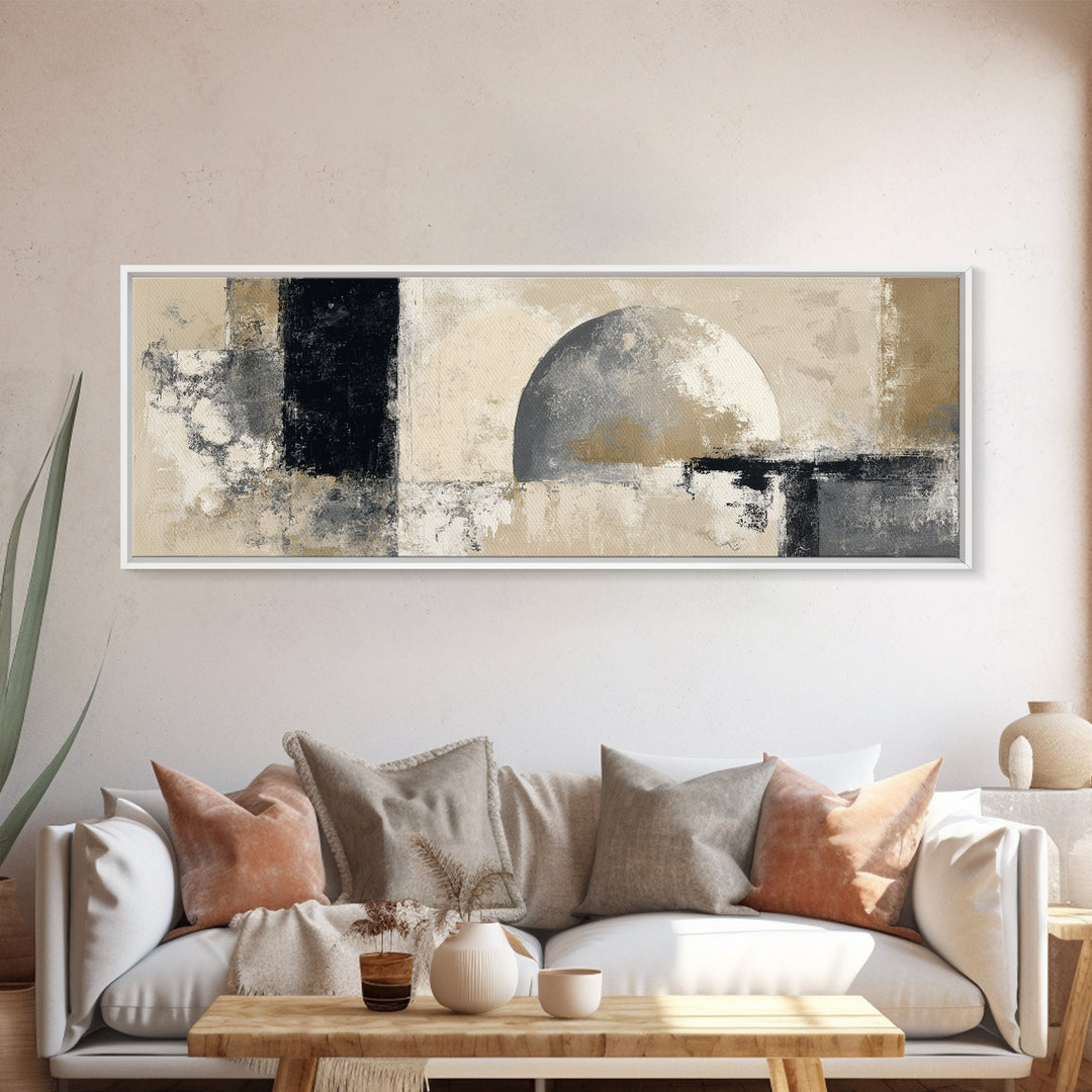 Black and White Architectural Arch Composition Canvas Print, Living Room Art, Home, Living Room Decor, Oil Painting, Living, LIR-3x1-95