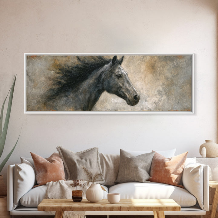 Contemporary Horse Portrait Canvas Print, Living Room Art, Modern Wall Art, Living Room Decor, Fine Art, Living, LIR-3x1-98