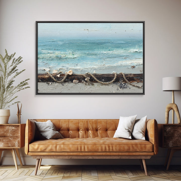 Moody Seascape for Dramatic Focal Point Framed Canvas Print, Living Room Art, Apartment Decor, Living Room Decor, Living, LIR-3x2-10