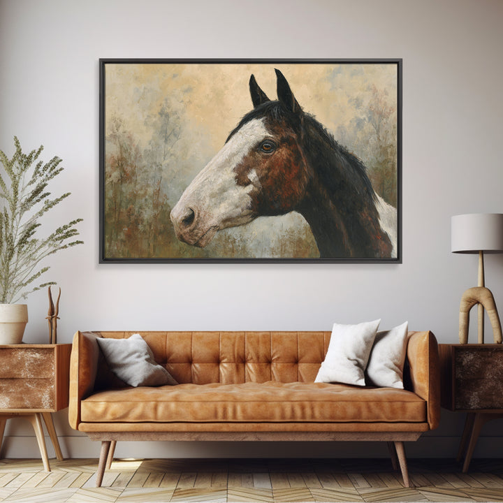 Contemporary Horse Portrait Framed Canvas Print, Living Room Art, Digital Wall Art, Living Room Decor, Fine Art, Living, LIR-3x2-14