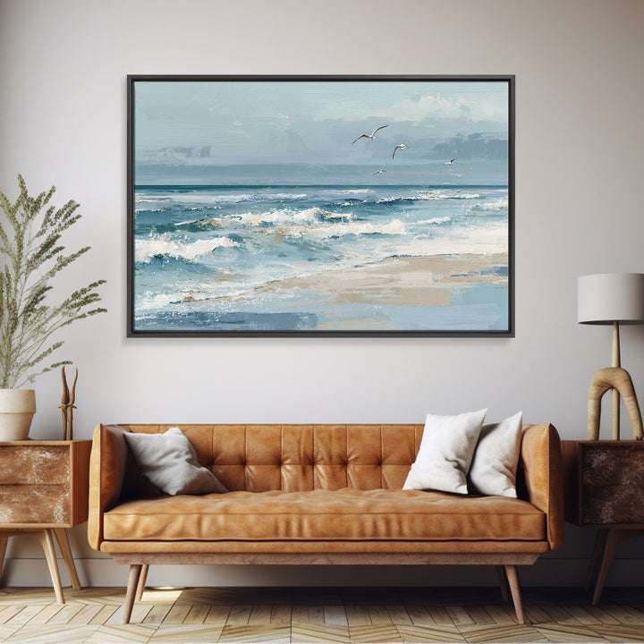 Coastal Aerial Shoreline Framed Canvas Print, Living Room Art, Pet Portraits, Living Room Decor, Living, Neutral Decor, LIR-3x2-15