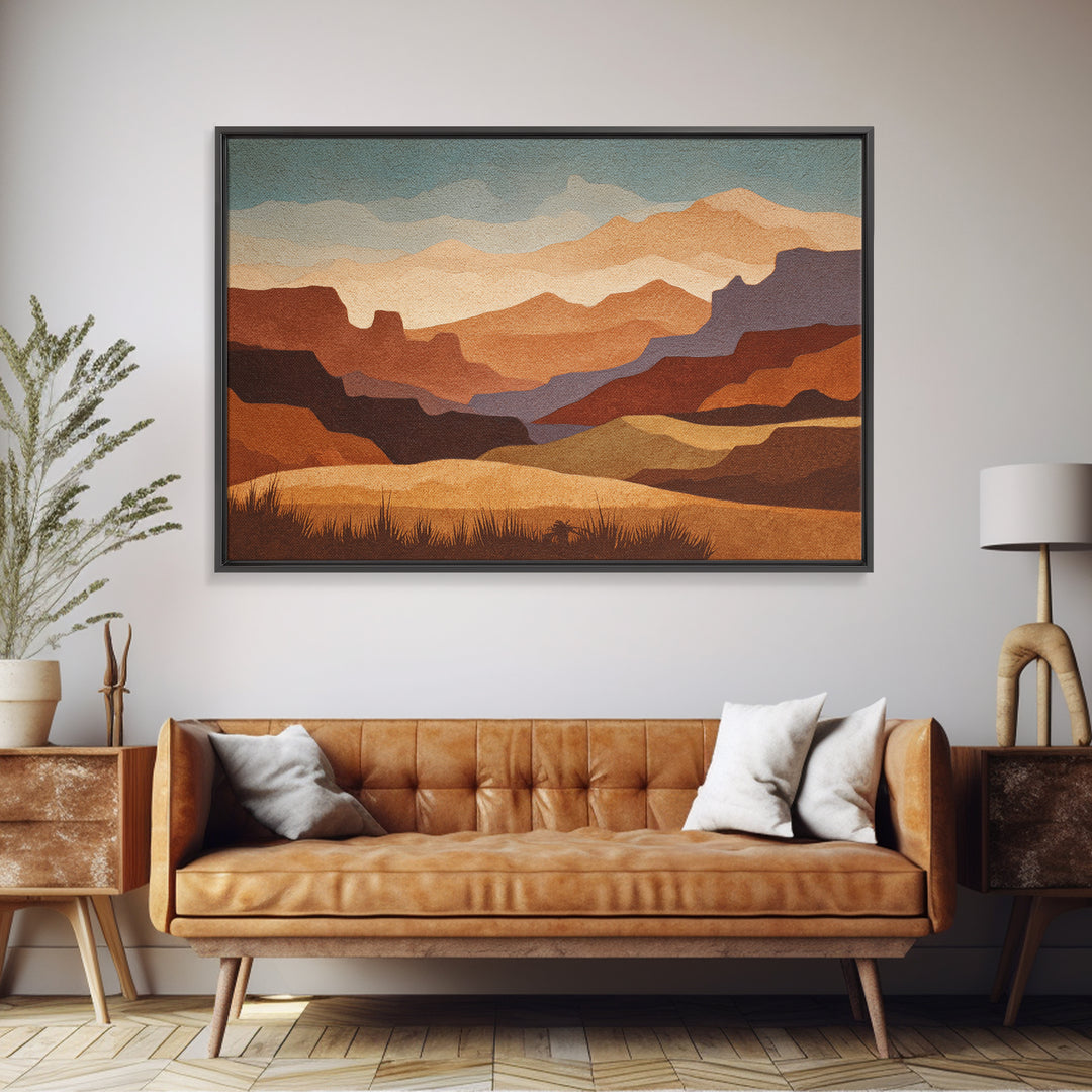Earthy Desert Landscape Canvas Print, Living Room Art, Abstract Wall Art, Living Room Decor, Fine Art, Living, Boho Decor, LIR-3x2-16