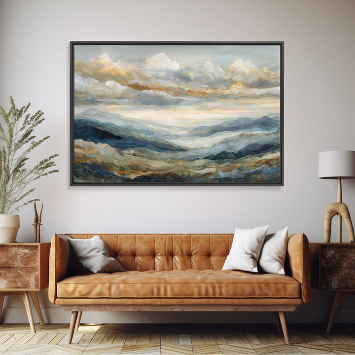 Large Cloudscape with Gentle Movement Framed Canvas Print, Living Room Art, Modern Wall Art, Living Room Decor, Living, LIR-3x2-23