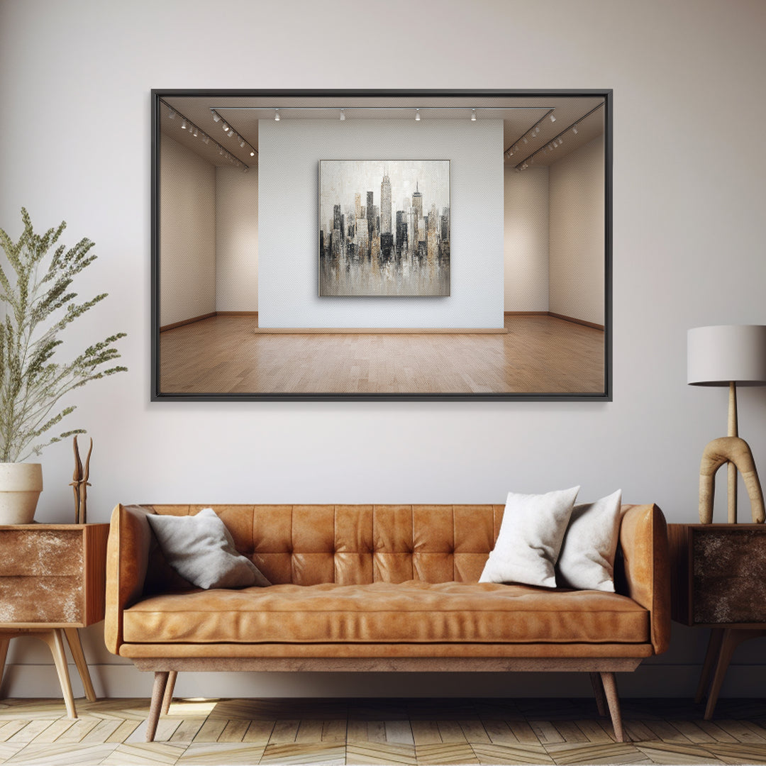 Modern City Skyline Canvas Print, Living Room Art, Abstract Art, Living Room Decor, Living, Living Room Wall Art, LIR-3x2-26