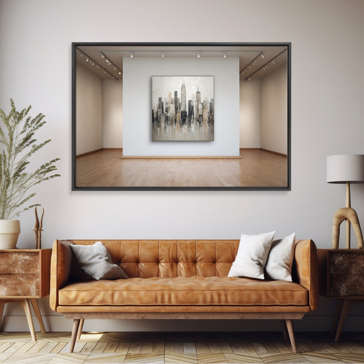 Modern City Skyline Canvas Print, Living Room Art, Abstract Art, Living Room Decor, Living, Living Room Wall Art, LIR-3x2-26