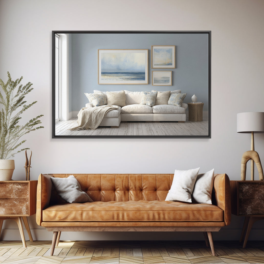 Coastal Aerial Shoreline Framed Canvas Print, Living Room Art, Contemporary Art, Living Room Decor, Fine Art, Living, LIR-3x2-39