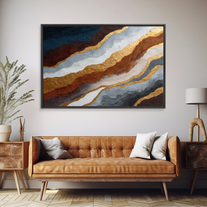 Gold Accented Abstract Brushwork Canvas Print, Living Room Art, Pet Portraits, Living Room Decor, Abstract Art, Living, LIR-3x2-42