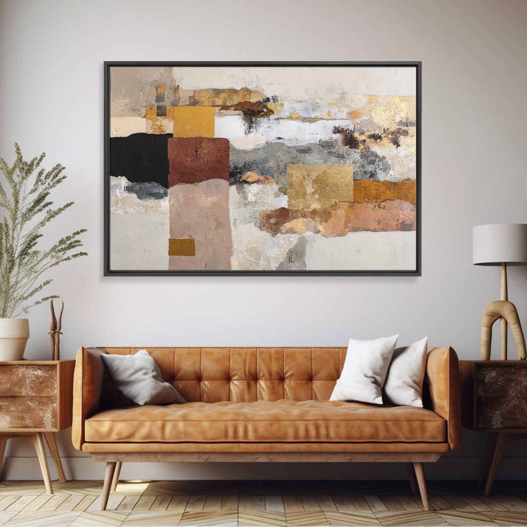 Gold Accented Abstract Brushwork Canvas Print, Living Room Art, Pet Portraits, Living Room Decor, Abstract Art, Living, LIR-3x2-66