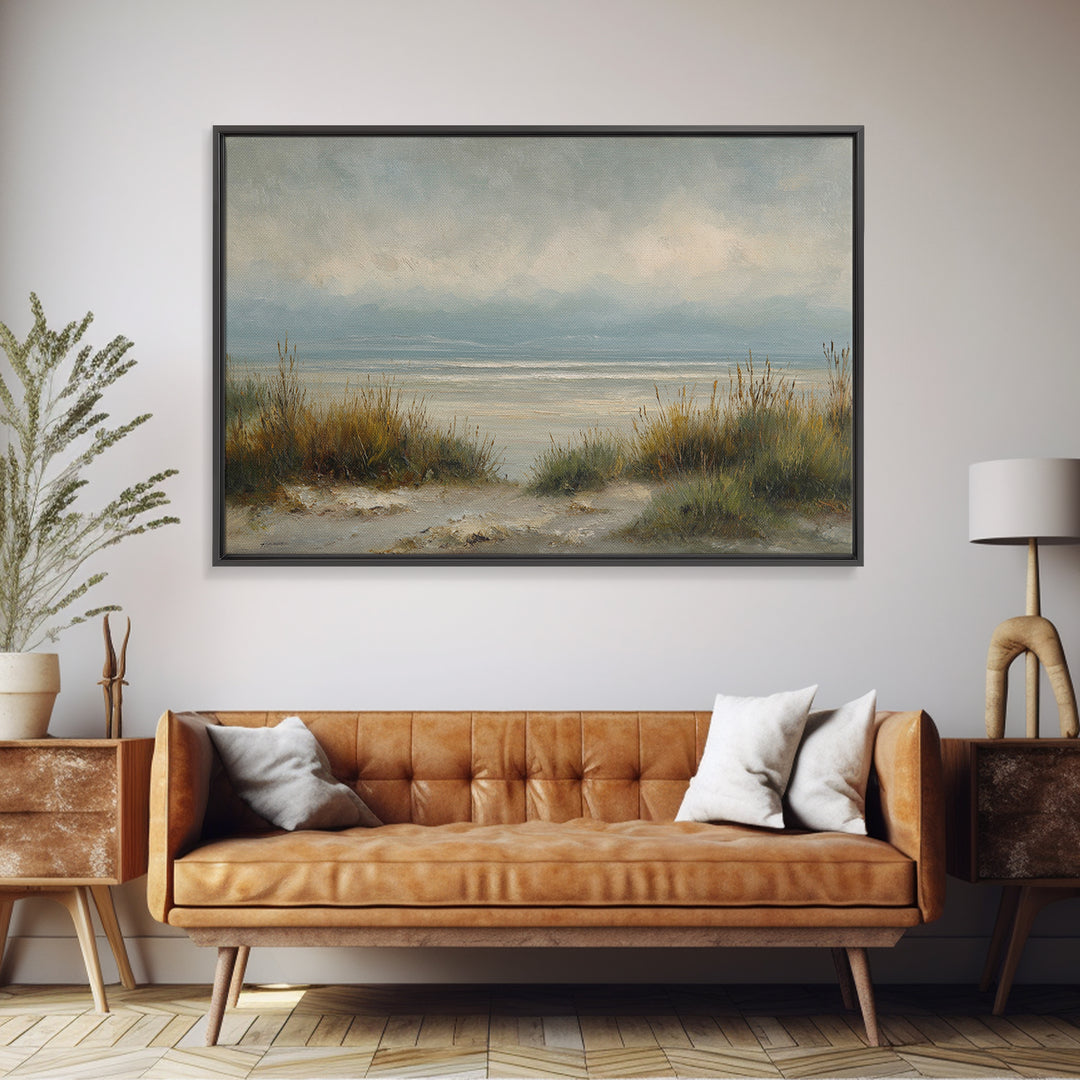 Modern Landscape with Expansive Calm Sky Framed Canvas Print, Living Room Art, Oil Painting, Living Room Decor, Living, LIR-3x2-7