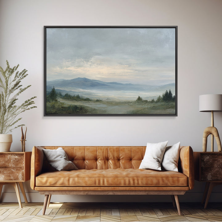 Modern Landscape with Expansive Calm Sky Framed Canvas Print, Living Room Art, Luxury Decor, Living Room Decor, Living, LIR-3x2-79