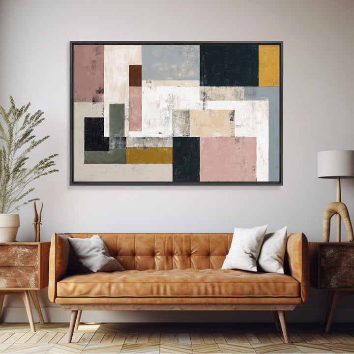 Mid Century Geometric Artwork Canvas Print, Living Room Art, Art, Living Room Decor, Living, Art Nouveau, Abstract Art, LIR-3x2-84