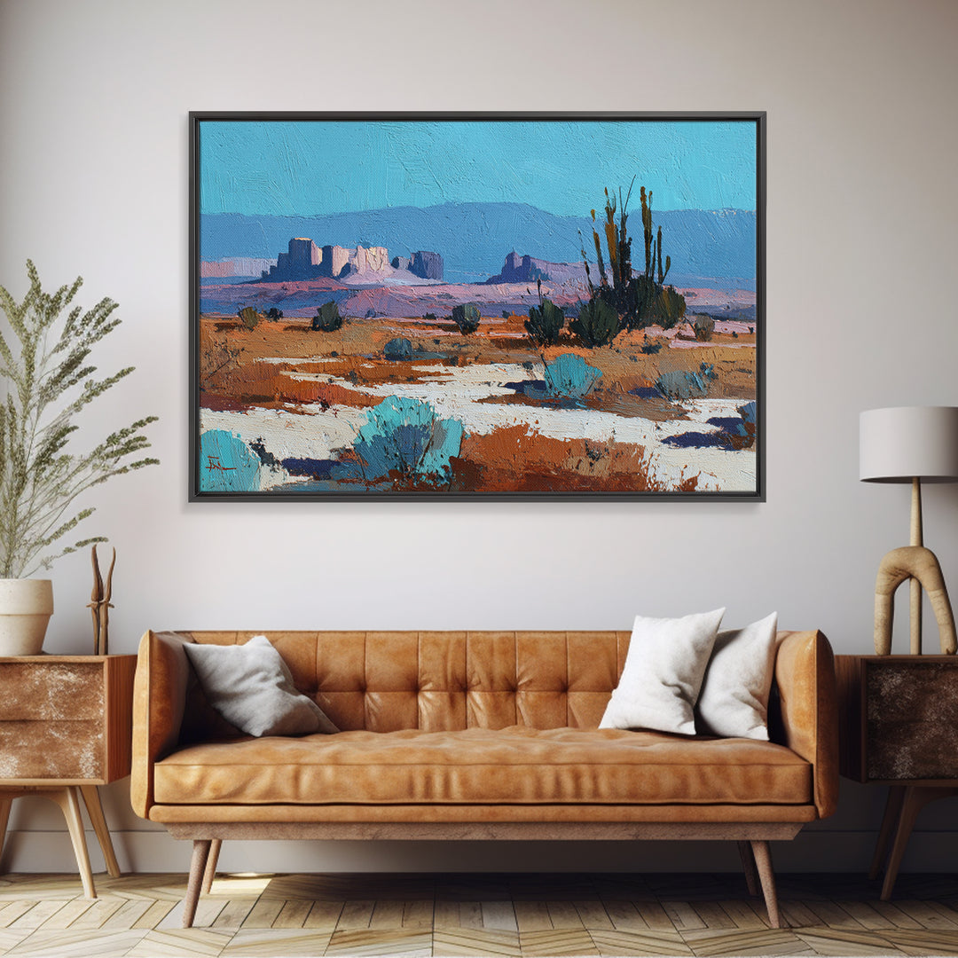 Earthy Desert Landscape Canvas Print, Living Room Art, Wall Decor, Living Room Decor, Oil Painting, Living, Abstract Art, LIR-3x2-88