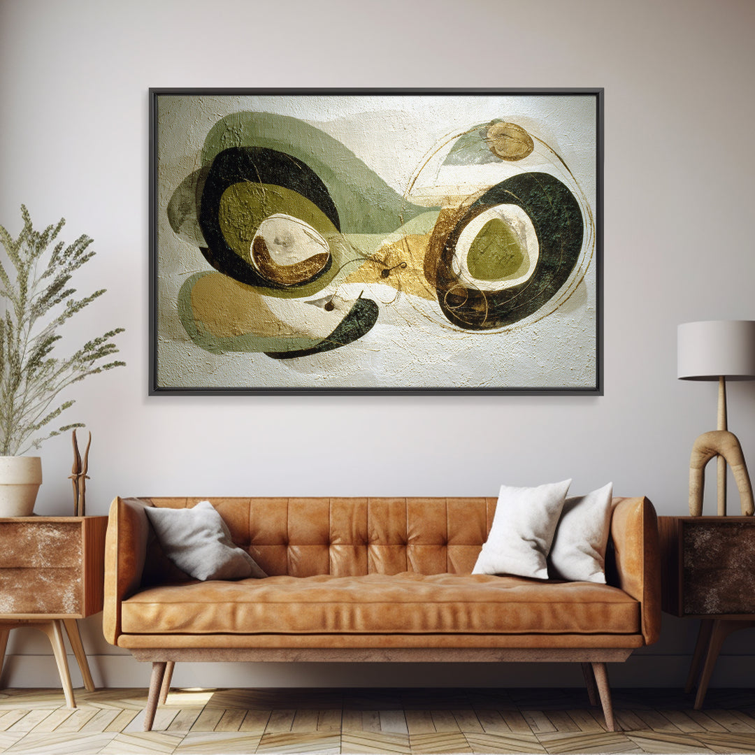 Abstract Organic Shapes Framed Canvas Print, Living Room Art, Art Nouveau, Living Room Decor, Abstract Art, Living, LIR-3x2-91