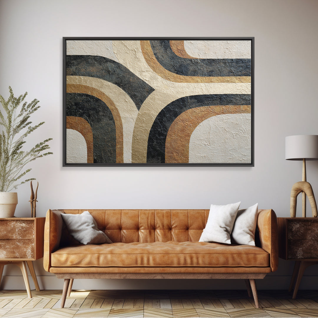 Monochrome Stone Texture Abstraction Framed Canvas Print, Living Room Art, Luxury Decor, Living Room Decor, Abstract Art, LIR-3x2-97