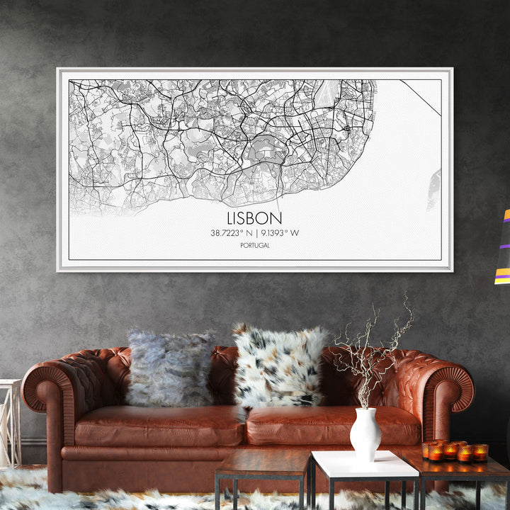 Lisbon City Map, Portugal Map, Map Art, Modern Art, Wall Art, Canvas Art, Travel Wall Décor, Apartment Wall Art, Book Lover Gift, Office Art