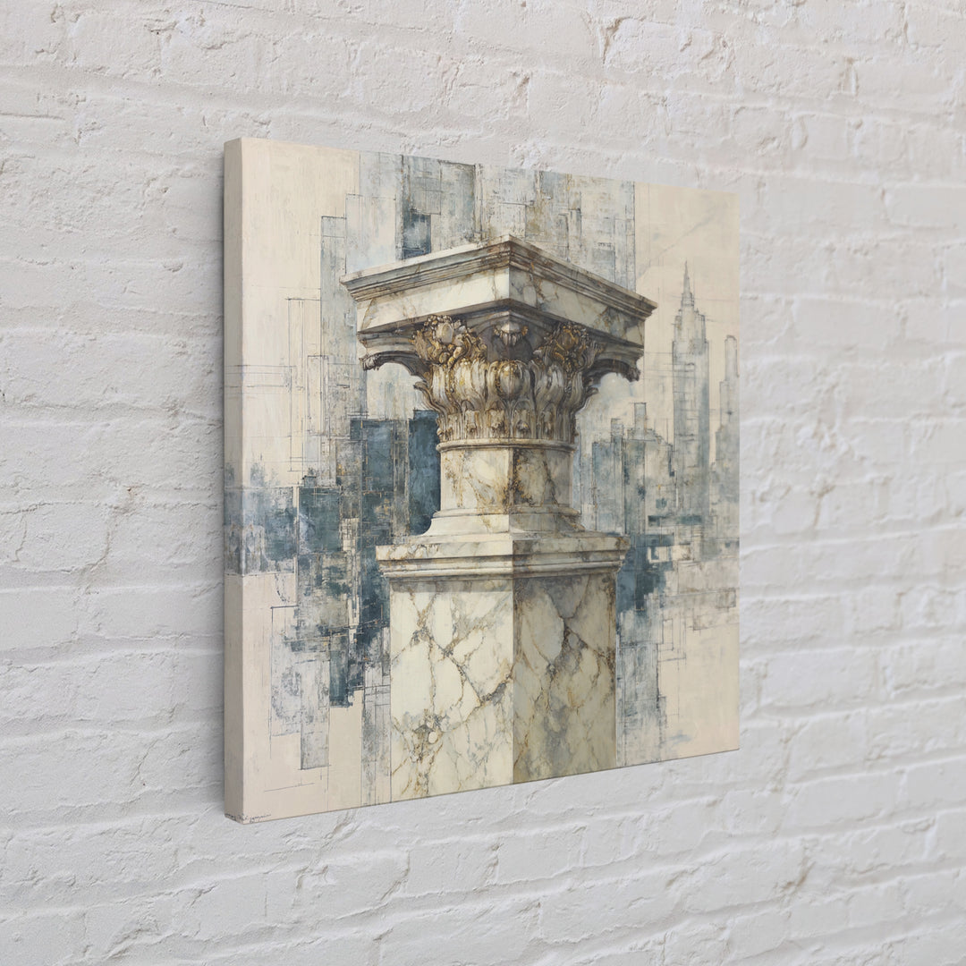Marble Courthouse Column Study Without Building Scene Framed Canvas Print, Law Office Art, Office Art, Office Decor, Counsel, LOA-1x1-27