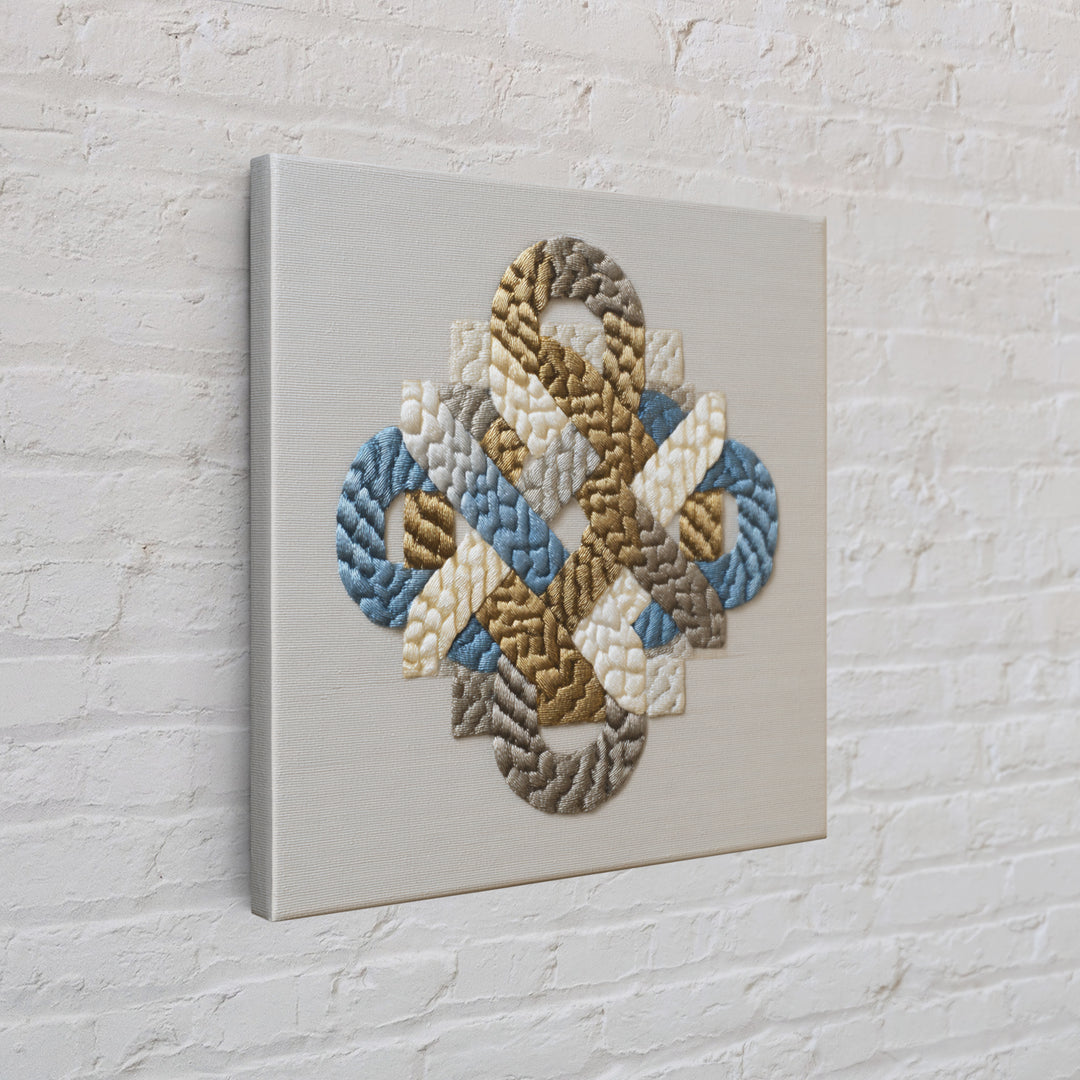 Gold Thread Knot Symbolizing Resolution Framed Canvas Print, Law Office Art, Therapy Office Decor, Office Decor, Abstract Art, LOA-1x1-42