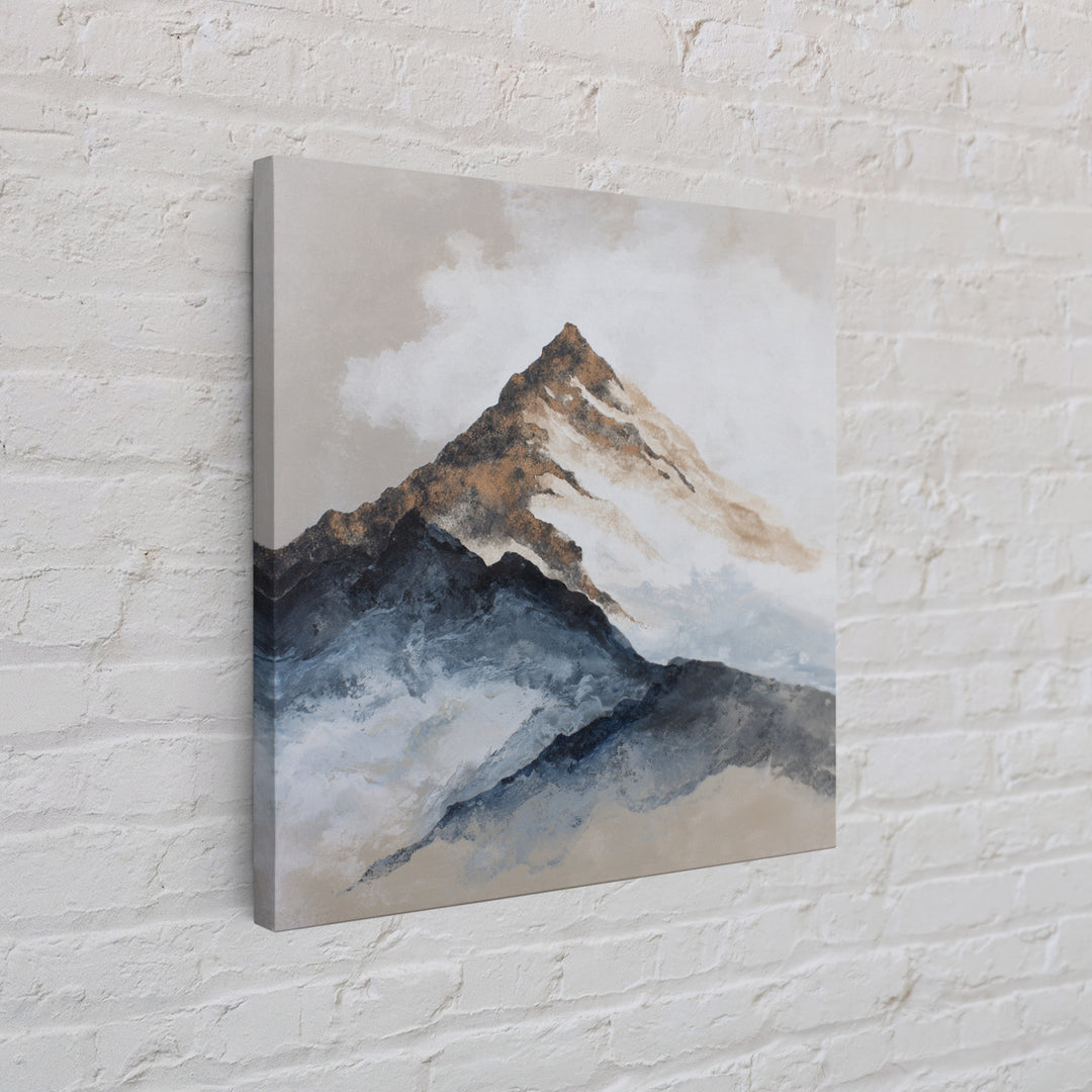 Ink Wash Mountain Symbolizing Stability Framed Canvas Print, Law Office Art, Poster Print, Office Decor, Watercolor Art, LOA-1x1-44