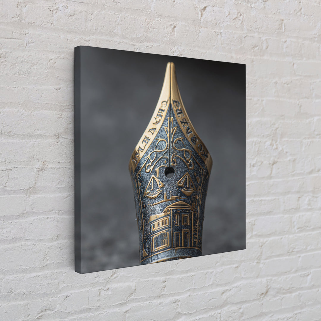 Fountain Pen Nib Closeup Framed Canvas Print, Law Office Art, Office Wall Decor, Office Decor, Fine Art, Counsel, Law School, LOA-1x1-47