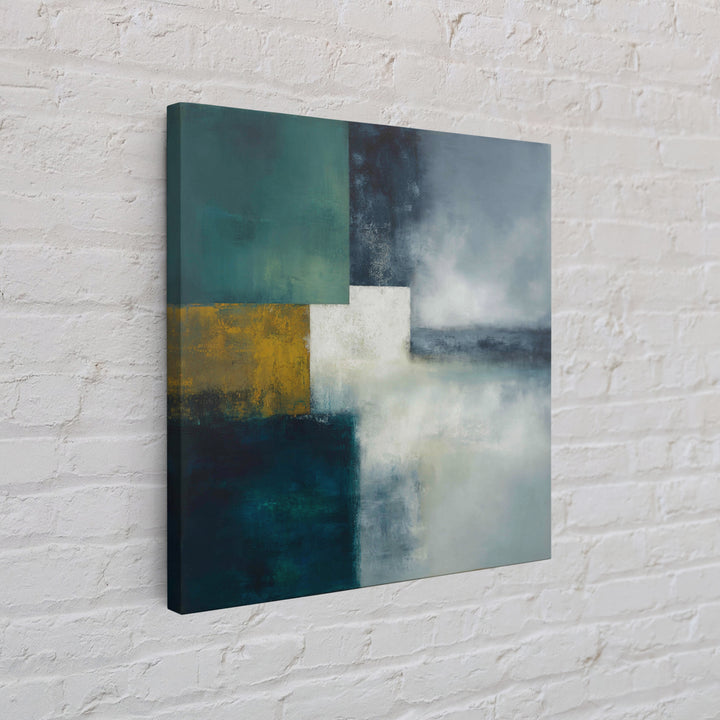 Deep Green and Walnut Toned Abstract Framed Canvas Print, Law Office Art, Gallery Decor, Office Decor, Abstract Art, Counsel, LOA-1x1-93