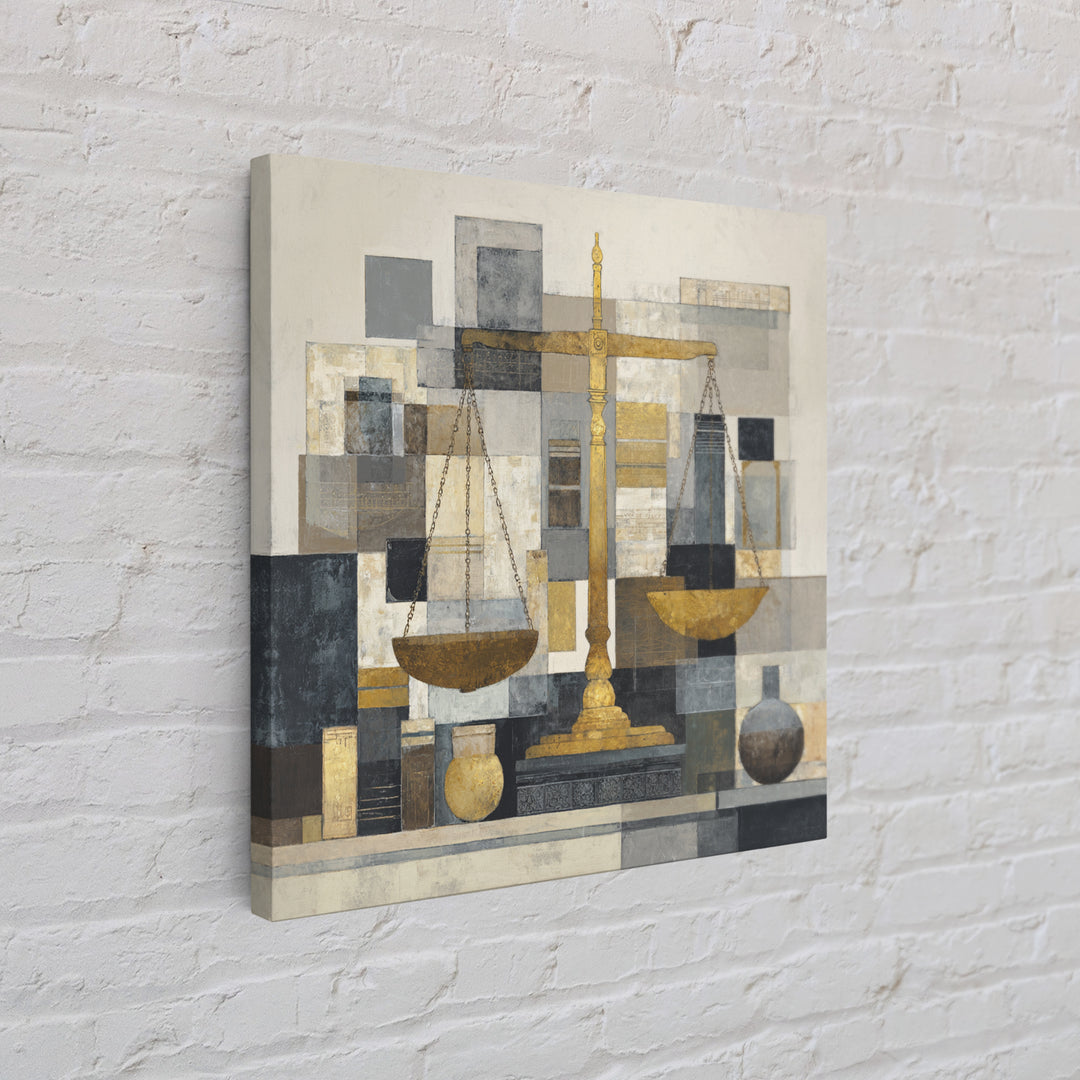 Classical Scales of Justice Canvas Print, Law Office Art, Luxury Decor, Office Decor, Oil Painting, Counsel, Printable Art, LOA-1x1-97