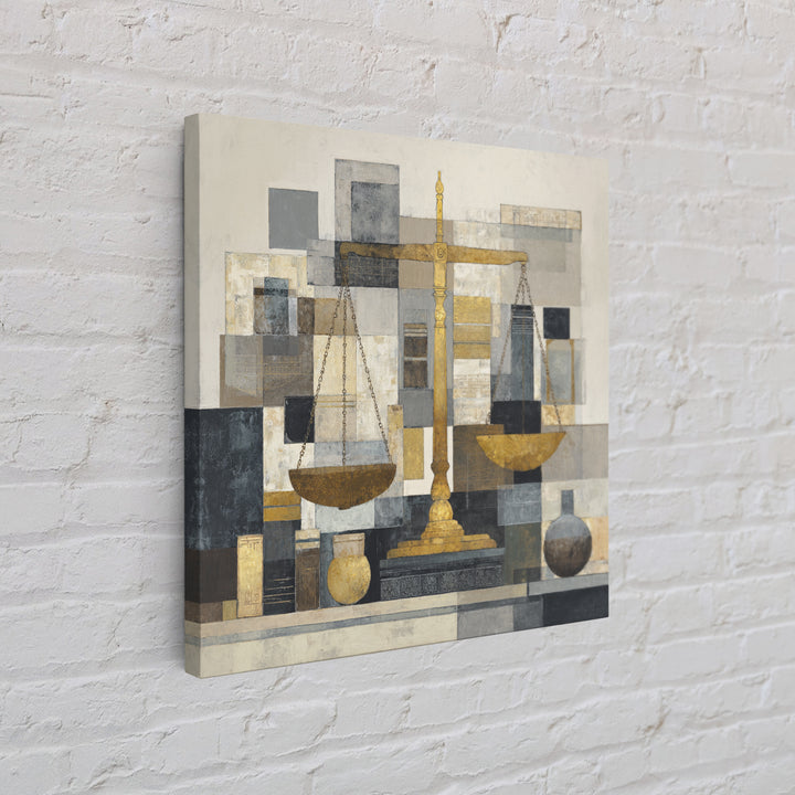 Classical Scales of Justice Canvas Print, Law Office Art, Luxury Decor, Office Decor, Oil Painting, Counsel, Printable Art, LOA-1x1-97