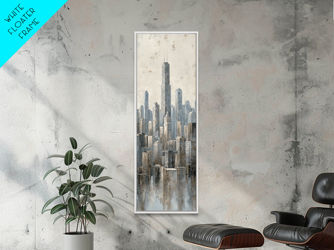 Quiet City Skyline Framed Canvas Print, Law Office Art, Home Decor, Office Decor, Fine Art, Counsel, Minimalist Decor, LOA-1x3-24