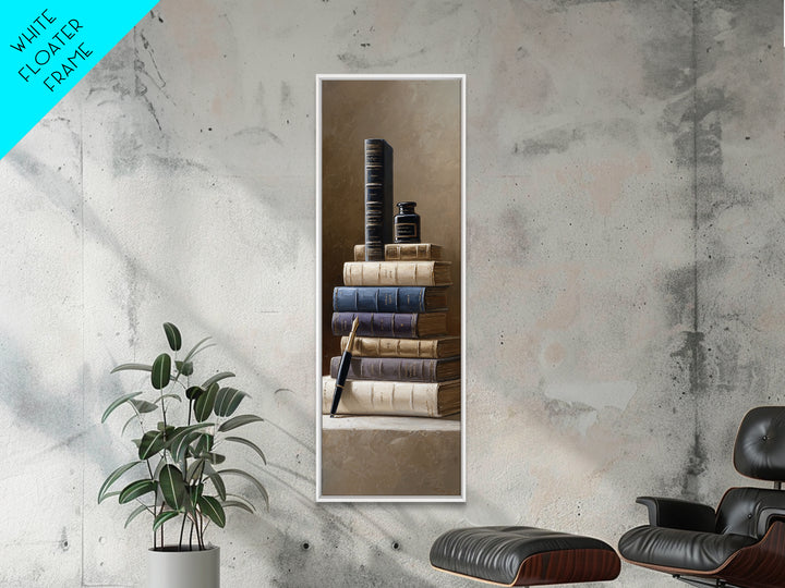 Dignified Law Books and Fountain Pen Still Framed Canvas Print, Law Office Art, Lawyer Sign, Office Decor, Fine Art, Counsel, LOA-1x3-62
