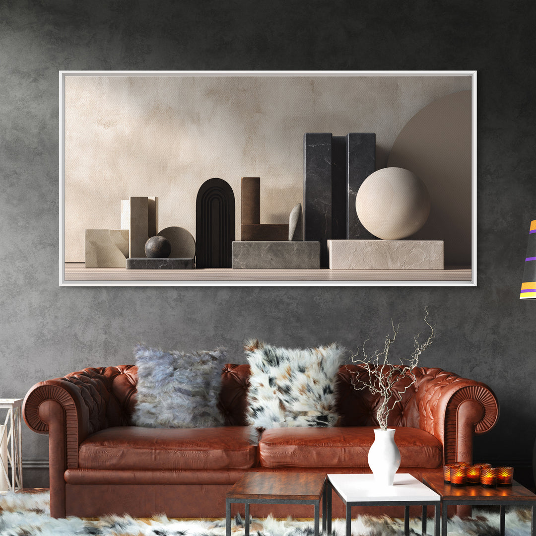 Balanced Geometric Forms Symbolizing Fairness Framed Canvas Print, Law Office Art, Art Print, Office Decor, Fine Art, Counsel, LOA-2x1-1