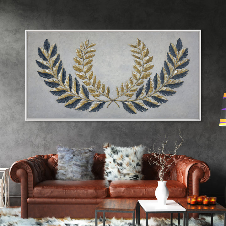 Roman Laurel Wreath Framed Canvas Print, Law Office Art, Lawyer, Office Decor, Fine Art, Counsel, Neutral Decor, Modern Decor, LOA-2x1-100
