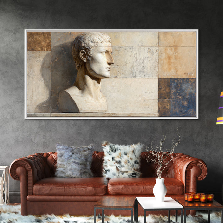 Classical Statue Bust Framed Canvas Print, Law Office Art, Fine Art Print, Office Decor, Fine Art, Counsel, Painting, LOA-2x1-20
