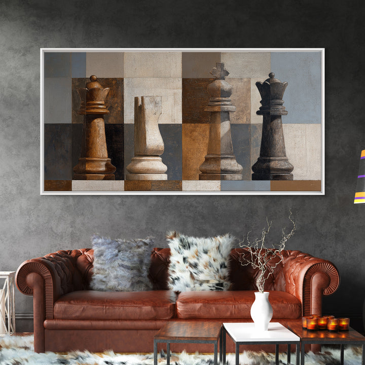 Single Chess King Framed Canvas Print, Law Office Art, Home Decor, Office Decor, Fine Art, Counsel, Minimalist Decor, LOA-2x1-42