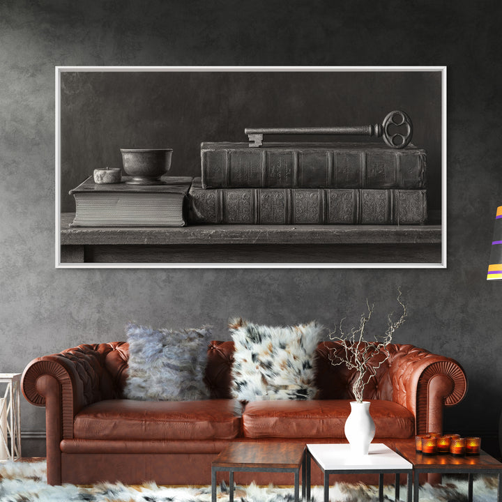 Classical Scales of Justice Framed Canvas Print, Law Office Art, Contemporary Art, Office Decor, Counsel, Metal Wall Decor, LOA-2x1-45