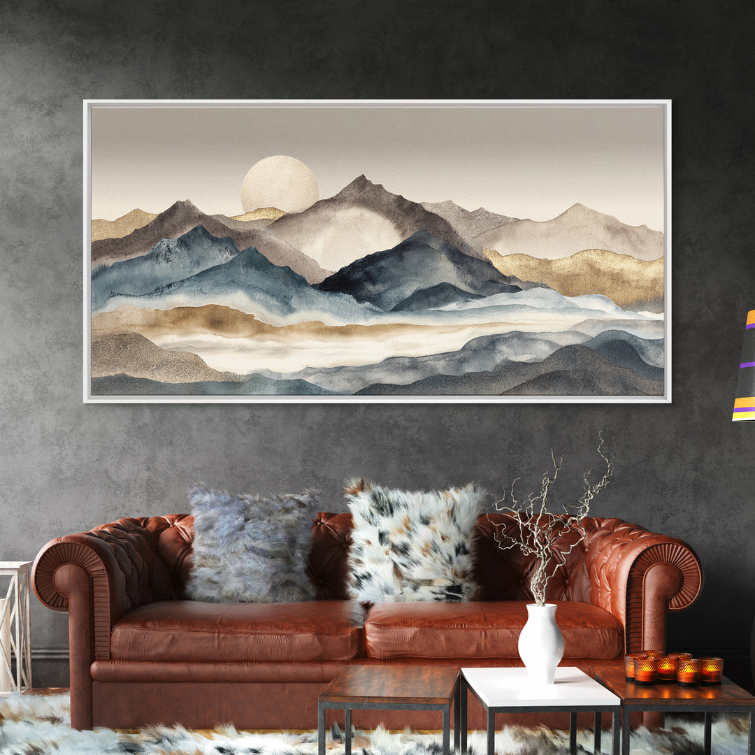 Ink Wash Mountain Symbolizing Stability Canvas Print, Law Office Art, Office Decor, Oil Painting, Counsel, Therapy Office Decor, LOA-2x1-64