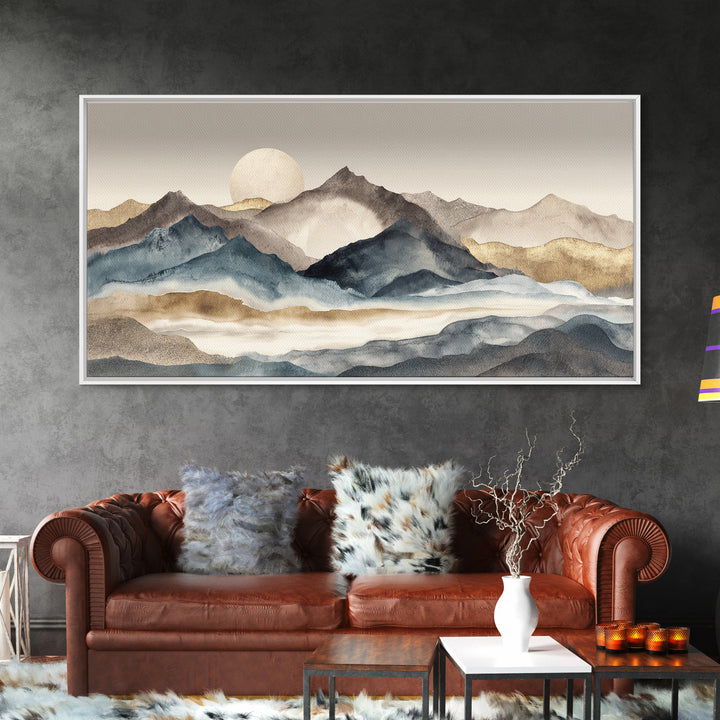 Ink Wash Mountain Symbolizing Stability Canvas Print, Law Office Art, Office Decor, Oil Painting, Counsel, Therapy Office Decor, LOA-2x1-64