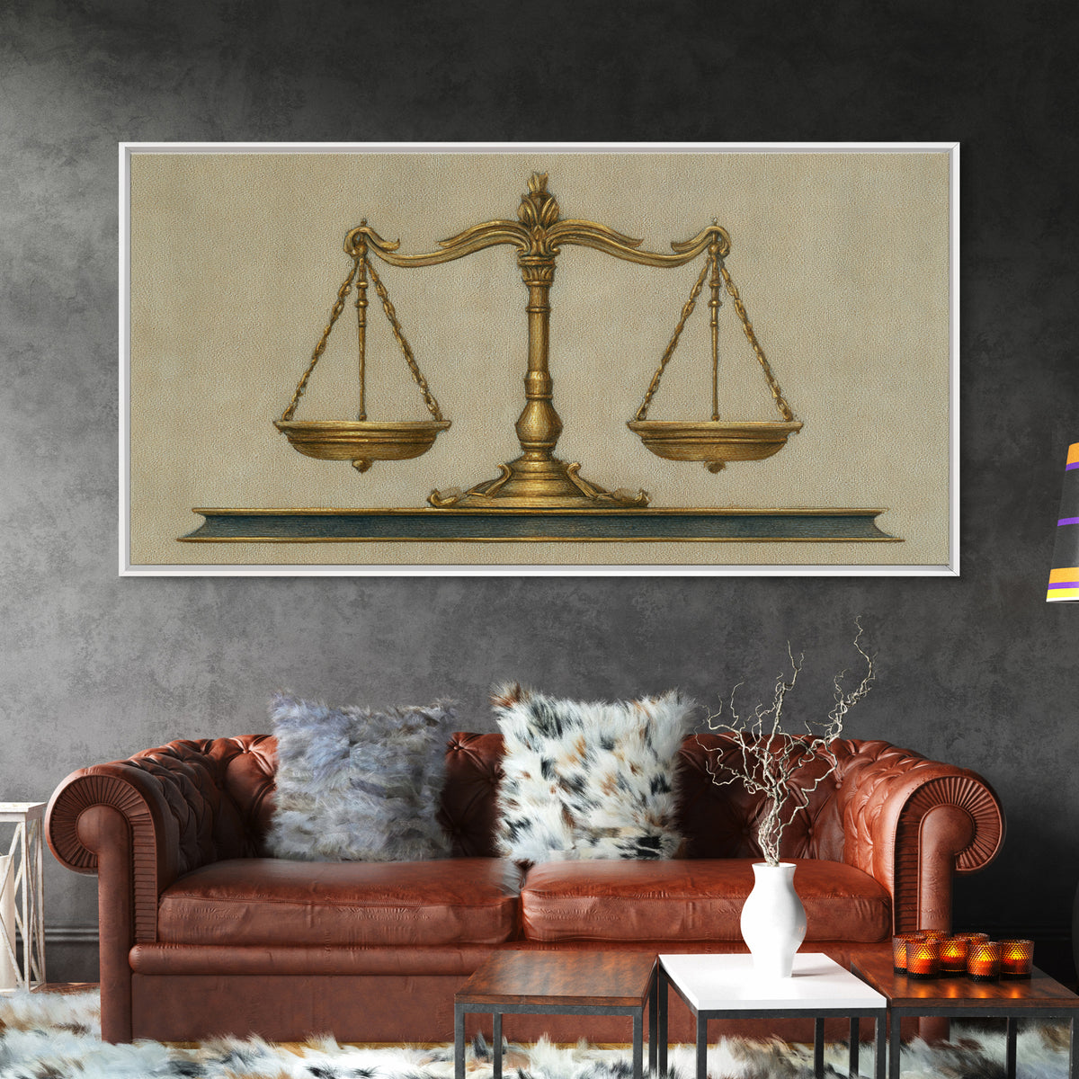 Classical Scales of Justice Canvas Print, Law Office Art, Printable, Office Decor, Fine Art, Counsel, Modern Wall Decor, LOA-2x1-69