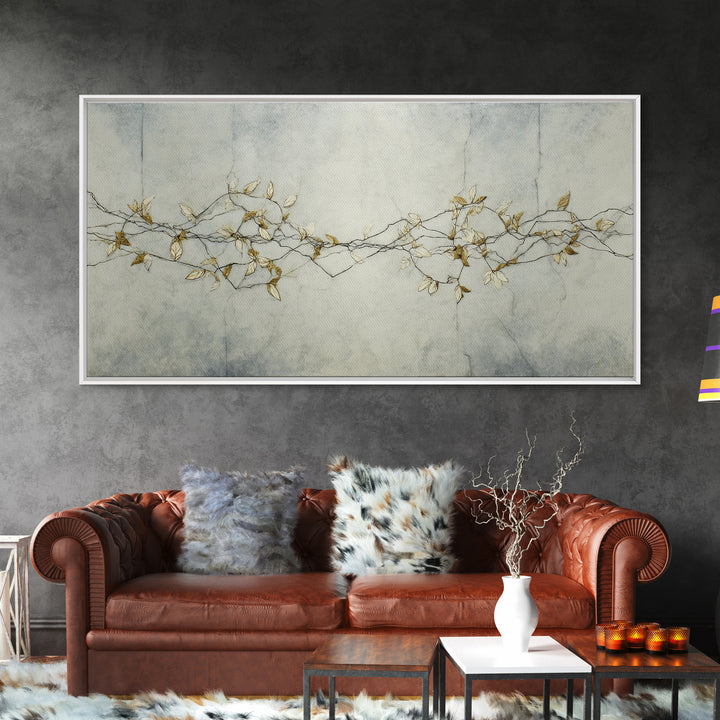 Minimal Line Drawing of Scales and Laurel Canvas Print, Law Office Art, Art Print, Office Decor, Abstract Art, Counsel, LOA-2x1-78