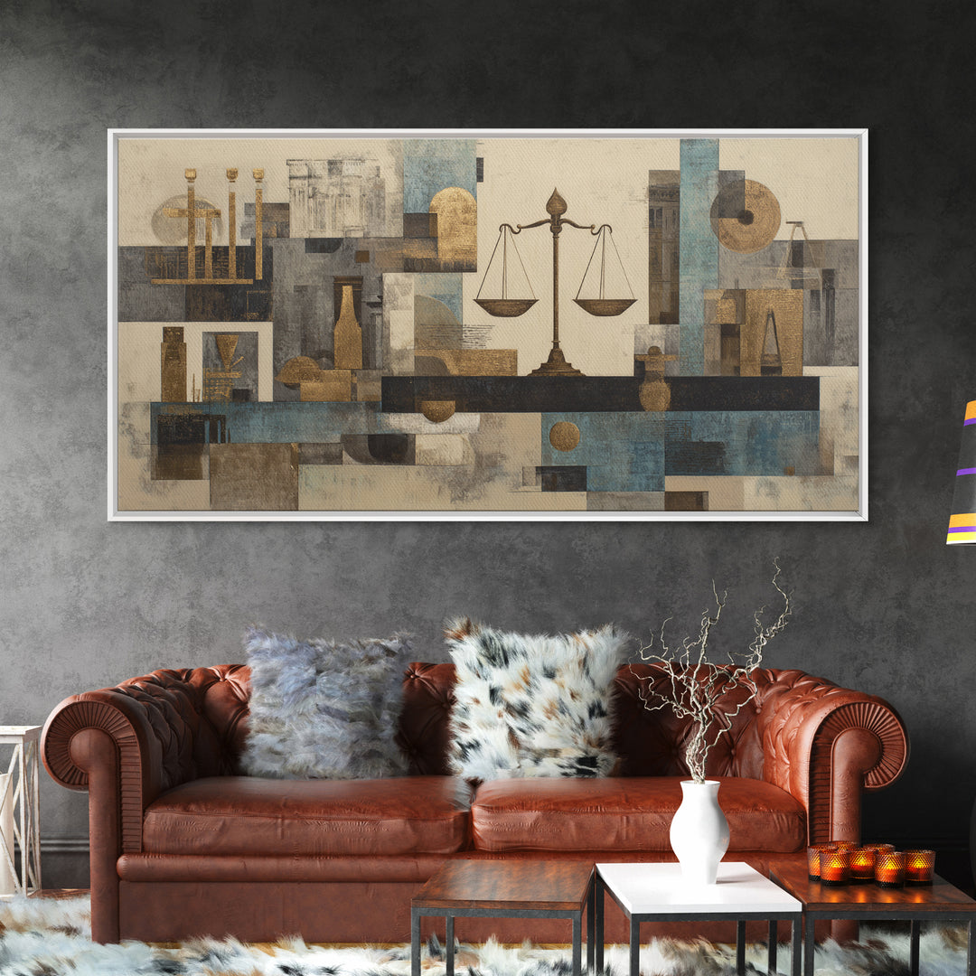 Classical Scales of Justice Canvas Print, Law Office Art, Printable, Office Decor, Fine Art, Counsel, Modern Wall Decor, LOA-2x1-93