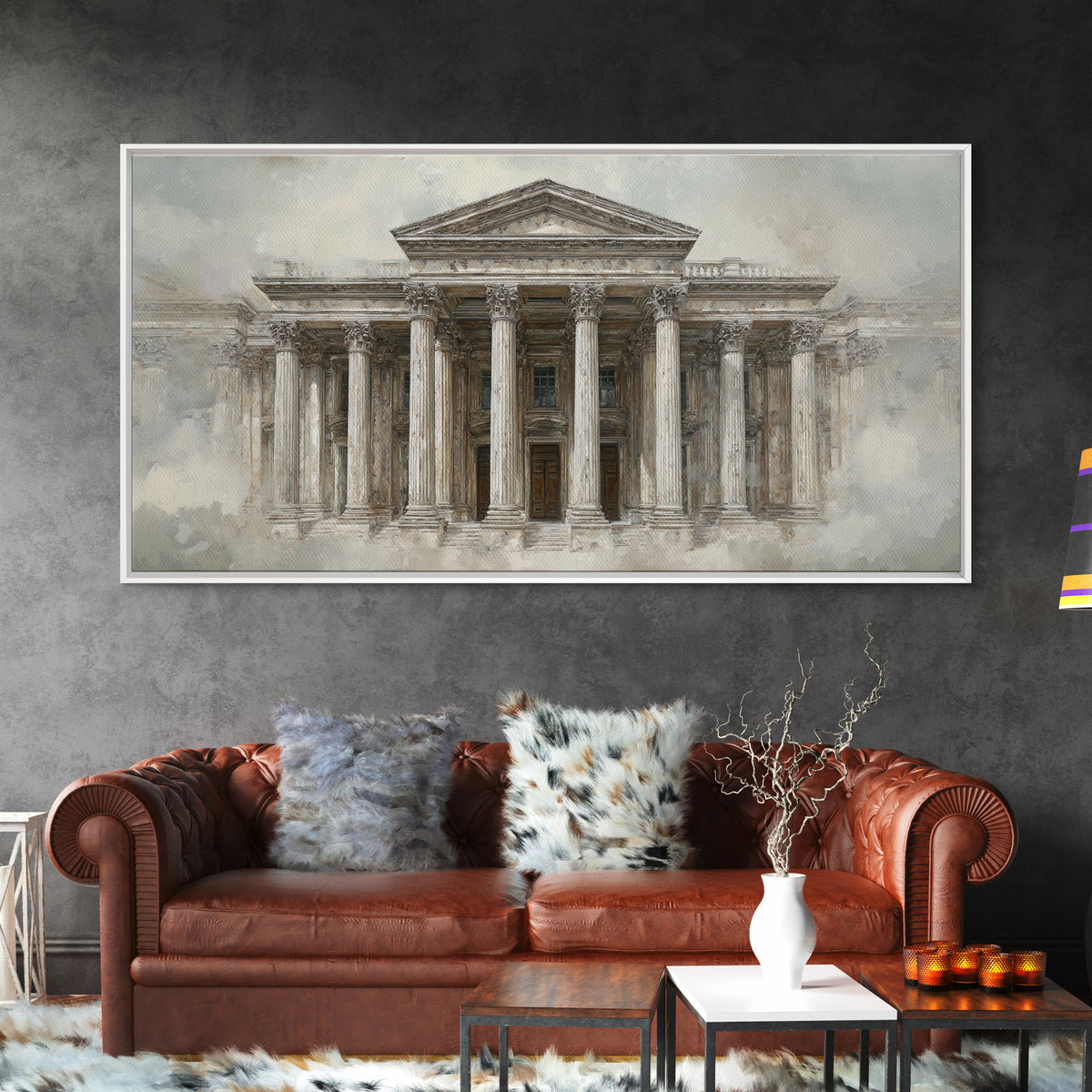 Marble Courthouse Column Study Without Building Scene Canvas Print, Law Office Art, Teen Girl Room Decor, Office Decor, Counsel, LOA-2x1-95