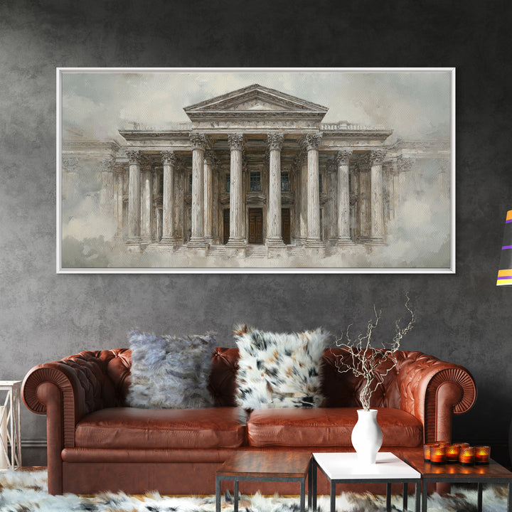 Marble Courthouse Column Study Without Building Scene Canvas Print, Law Office Art, Teen Girl Room Decor, Office Decor, Counsel, LOA-2x1-95