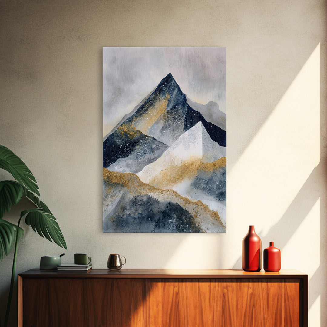 Ink Wash Mountain Symbolizing Stability Framed Canvas Print, Law Office Art, Washington Dc Art, Office Decor, Fine Art, Counsel, LOA-2x3-100