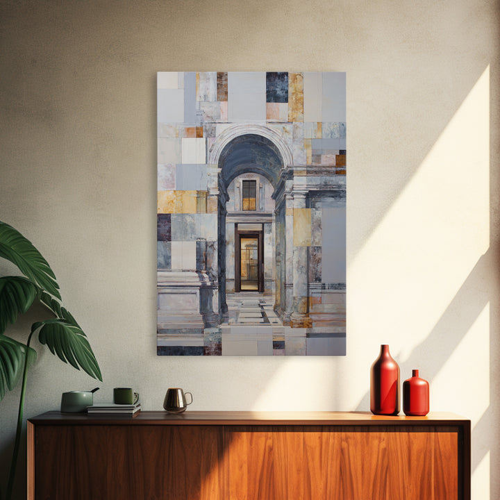 Architectural Arch and Column Abstraction Framed Canvas Print, Law Office Art, Statement Artwork, Office Decor, Counsel, LOA-2x3-22