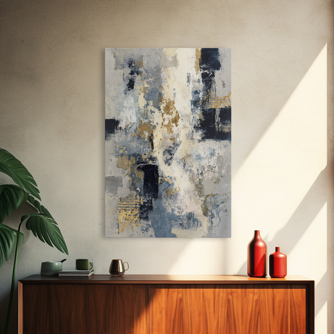 Abstract Navy and Gold Composition for Authority Canvas Print, Law Office Art, Office Wall Decor, Office Decor, Counsel, LOA-2x3-36