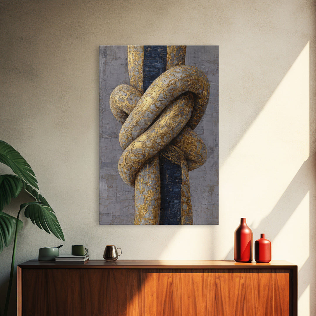 Gold Thread Knot Symbolizing Resolution Canvas Print, Law Office Art, Boho Decor, Office Decor, Counsel, Digital Prints, LOA-2x3-50