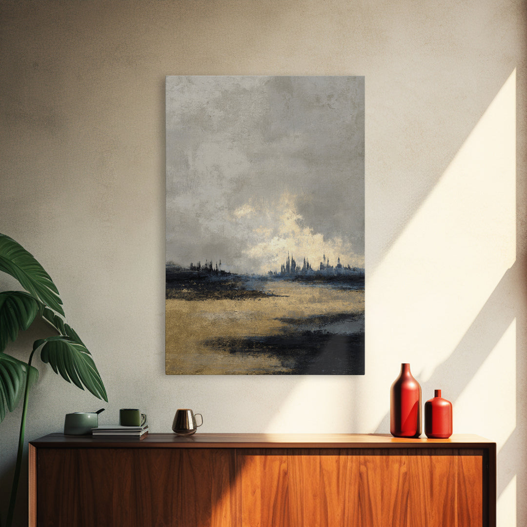 Quiet City Skyline Framed Canvas Print, Law Office Art, Minimalist Decor, Office Decor, Fine Art, Counsel, Poster Print, LOA-2x3-68