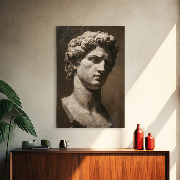 Classical Statue Bust Framed Canvas Print, Law Office Art, Metal Wall Decor, Office Decor, Oil Painting, Counsel, LOA-2x3-8