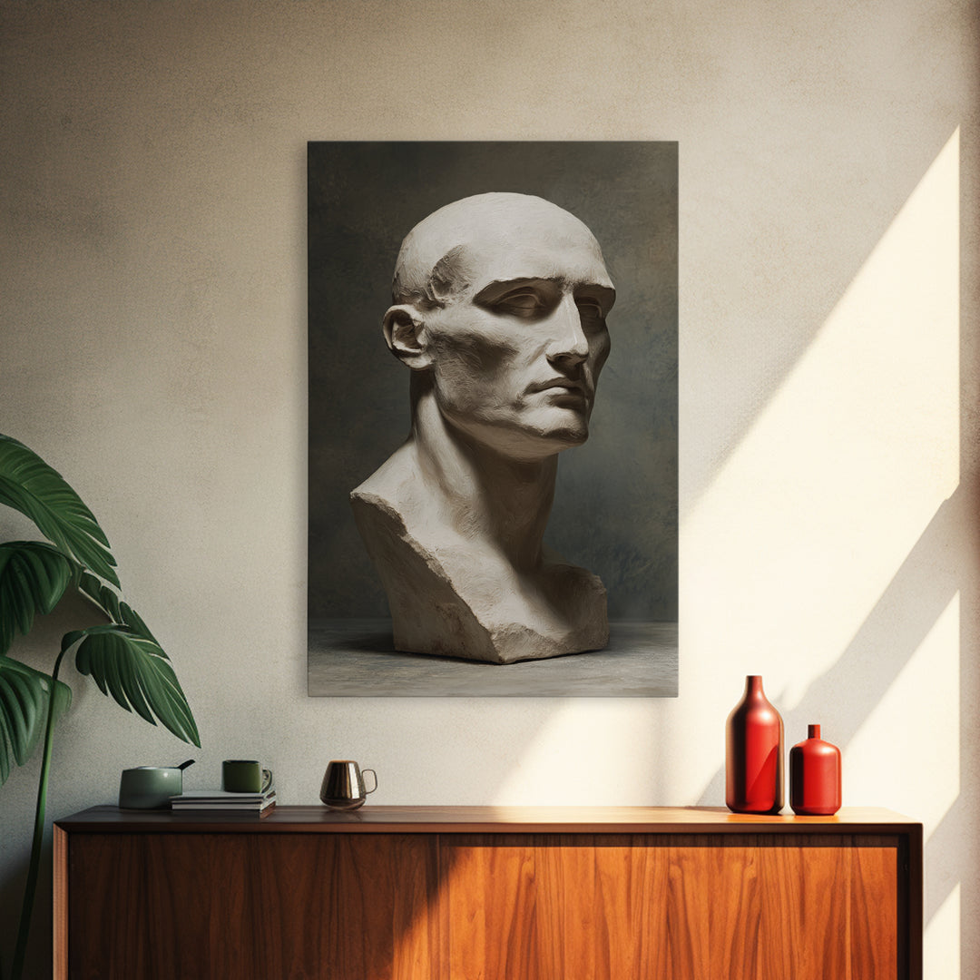 Classical Statue Bust Framed Canvas Print, Law Office Art, Fine Art Print, Office Decor, Watercolor Art, Counsel, Painting, LOA-2x3-80