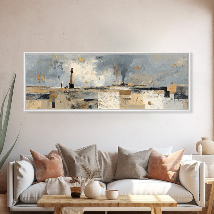 Stormy Landscape with Lighthouse as Guidance Metaphor Canvas Print, Law Office Art, Modern Decor, Office Decor, Counsel, LOA-3x1-27